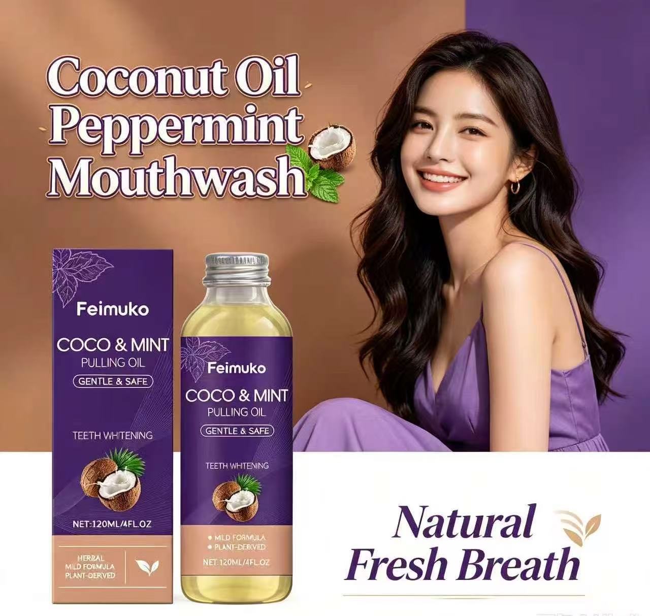 Teeth Whitening With Coconut Oil - Kokosolie Pepermunt Mondwater Natuurlijk Plantaardig Mild