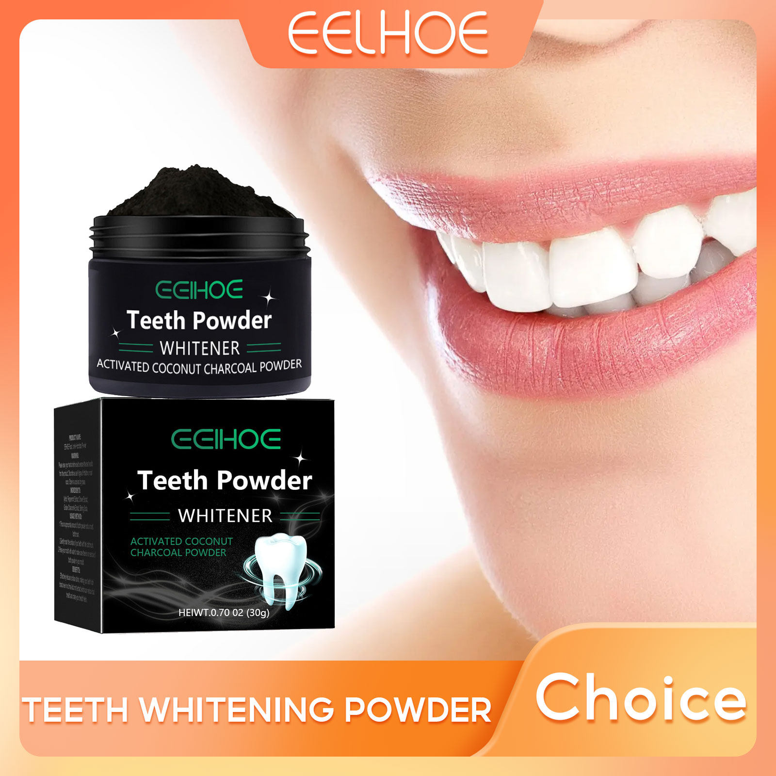 Whitening Powder Activated - EELHOE Houtskool Poeder voor Tanden Whitening