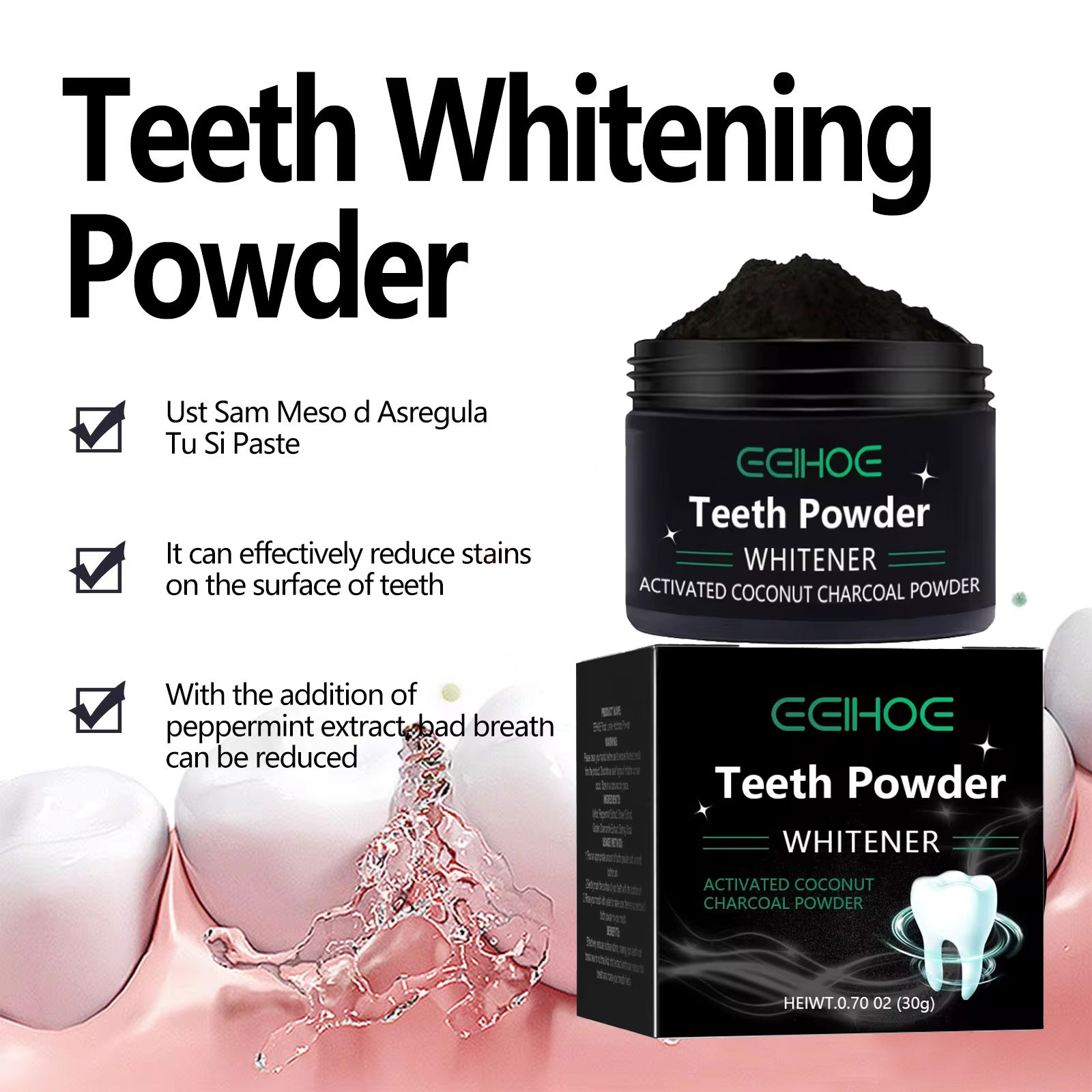 EELHOE Houtskool Poeder voor T - Whitening Powder Activated recensie en prijs